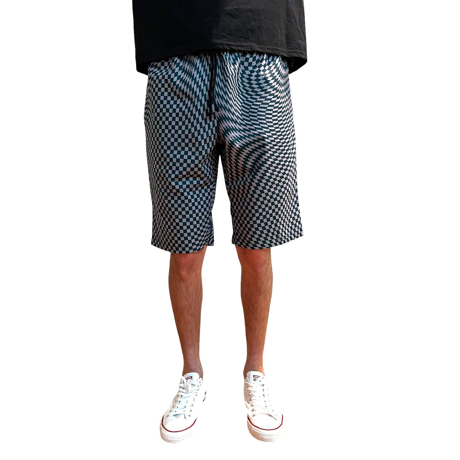 Skidz Pants Trippy Check - Dark Green & Light Purple Shorts