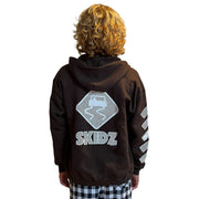 Skidz Tops Dark Chocolate Brown Trippy Check Zip-Up Hoodie