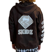 Skidz Tops Dark Chocolate Brown Trippy Check Zip-Up Hoodie