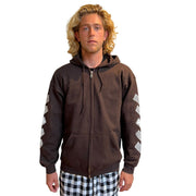 Skidz Tops Dark Chocolate Brown Trippy Check Zip-Up Hoodie