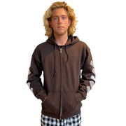 Skidz Tops Dark Chocolate Brown Trippy Check Zip-Up Hoodie