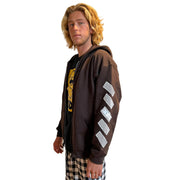 Skidz Tops Dark Chocolate Brown Trippy Check Zip-Up Hoodie