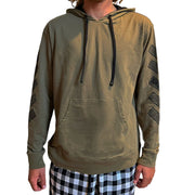 Skidz Tops Military Green Trippy Check Pullover Hoodie