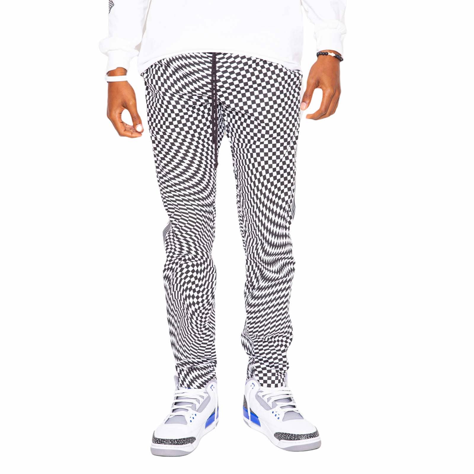SKIDZ NYC Pants Track Pant - Trippy Check Black & White