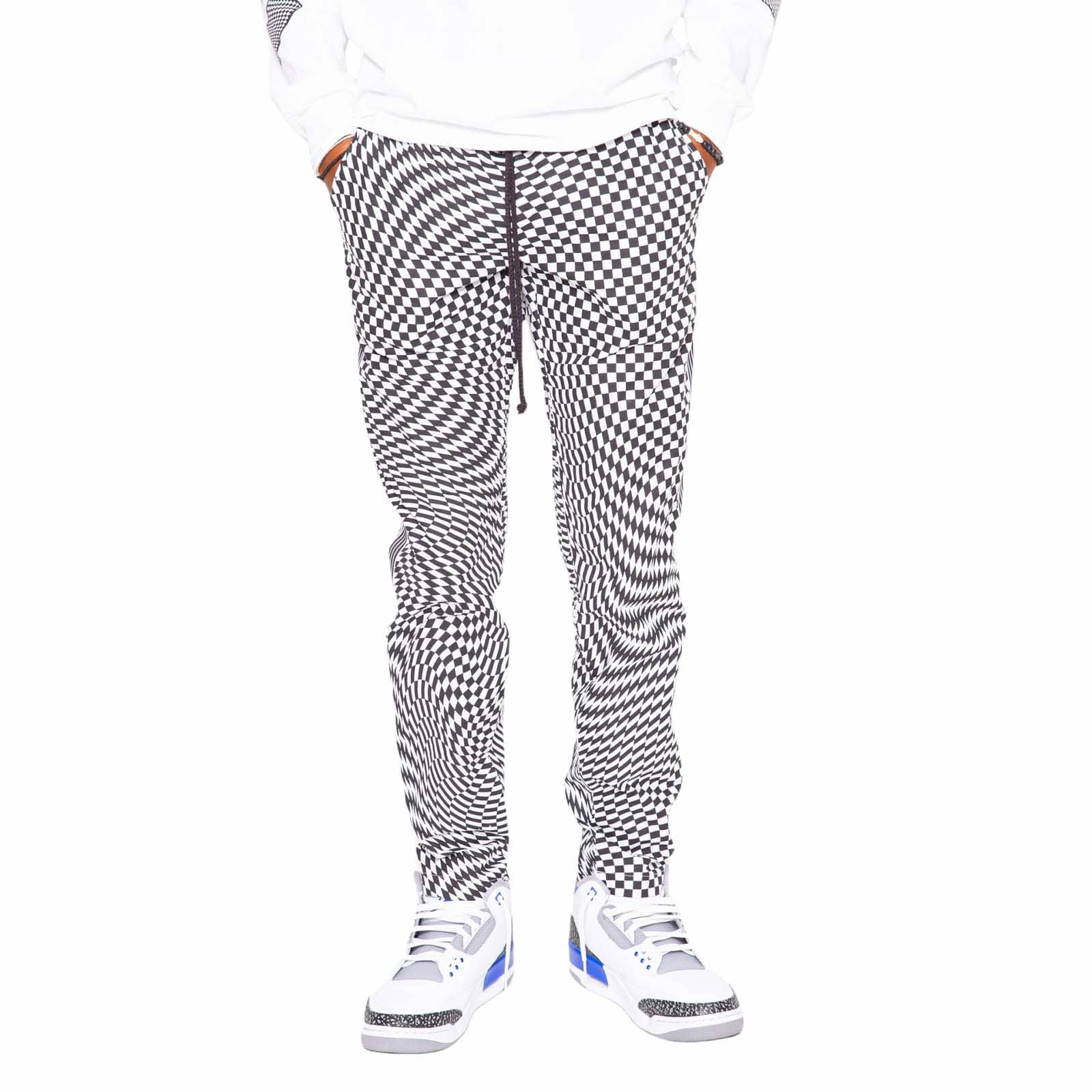 SKIDZ NYC Pants Track Pant - Trippy Check Black & White