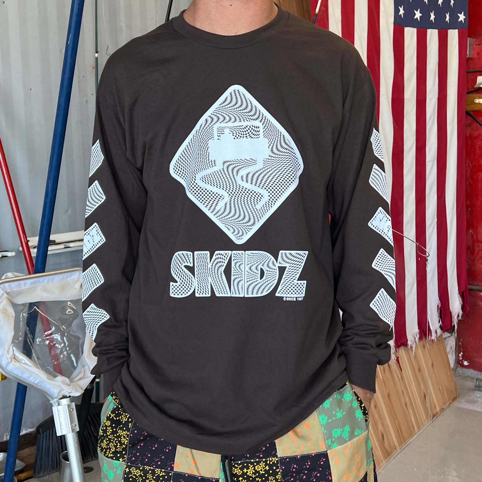 Skidz Shirts & Tops Trippy Check Long Sleeve Tee - Dark Chocolate Brown