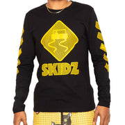 Skidz Shirts & Tops Trippy Check Long Sleeve Tee - Black