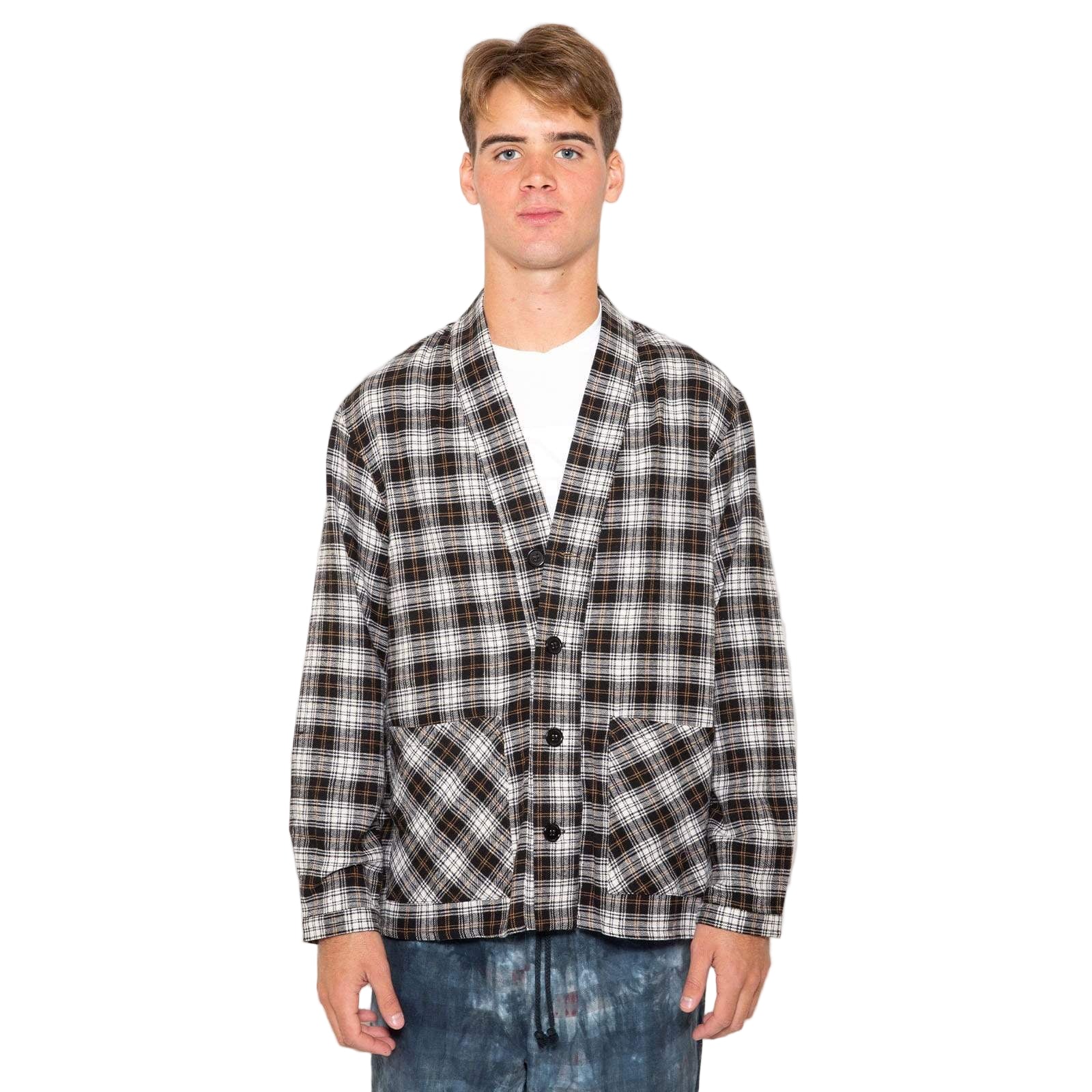 Smoking Jacket - Black & White Tartan - SKIDZ NYC