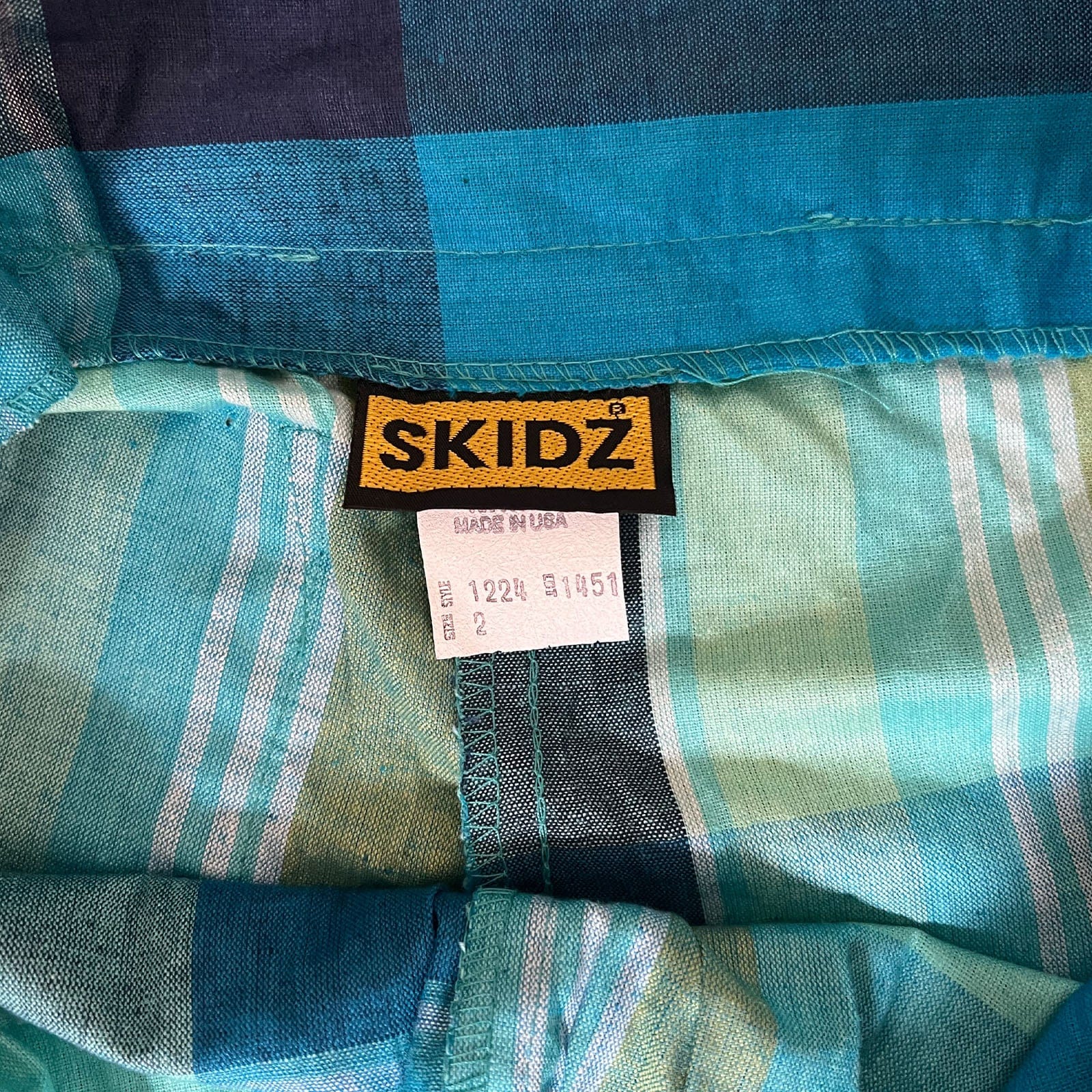 Skidz Shirts & Tops Vintage Shorts - Blue Teal Plaid