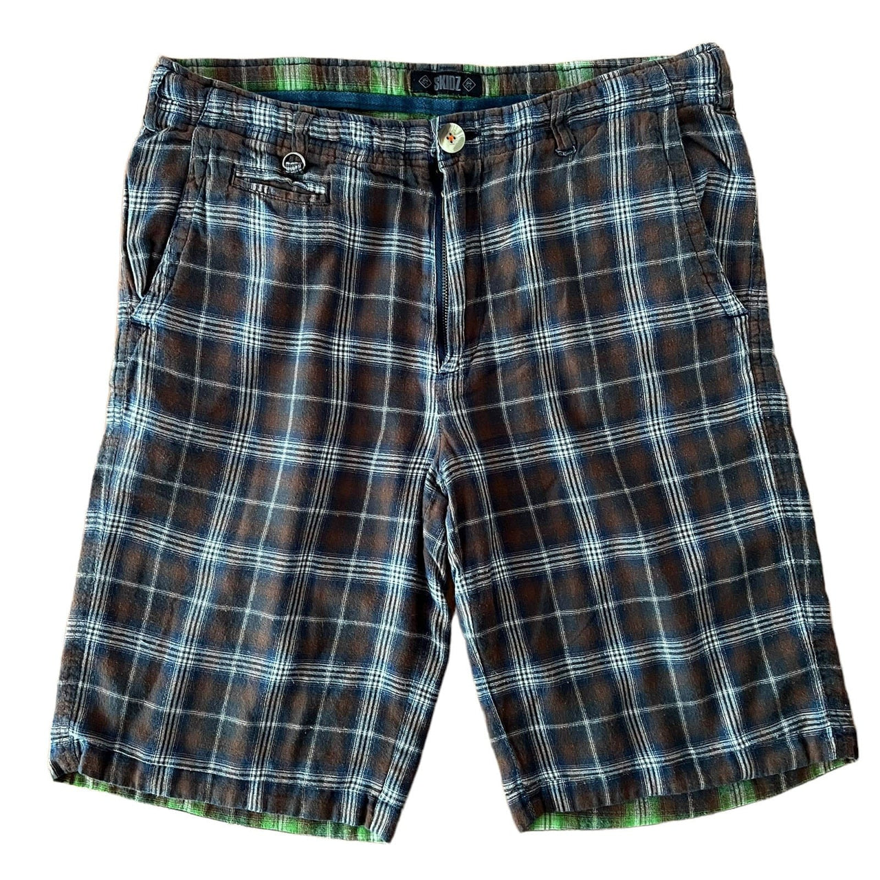SKIDZ Shorts Vintage Plaid Flannel Cargo Shorts - Brown