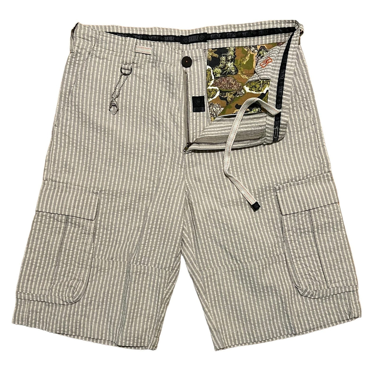 SKIDZ Shorts Seersucker Cargo Shorts - Natural Striped