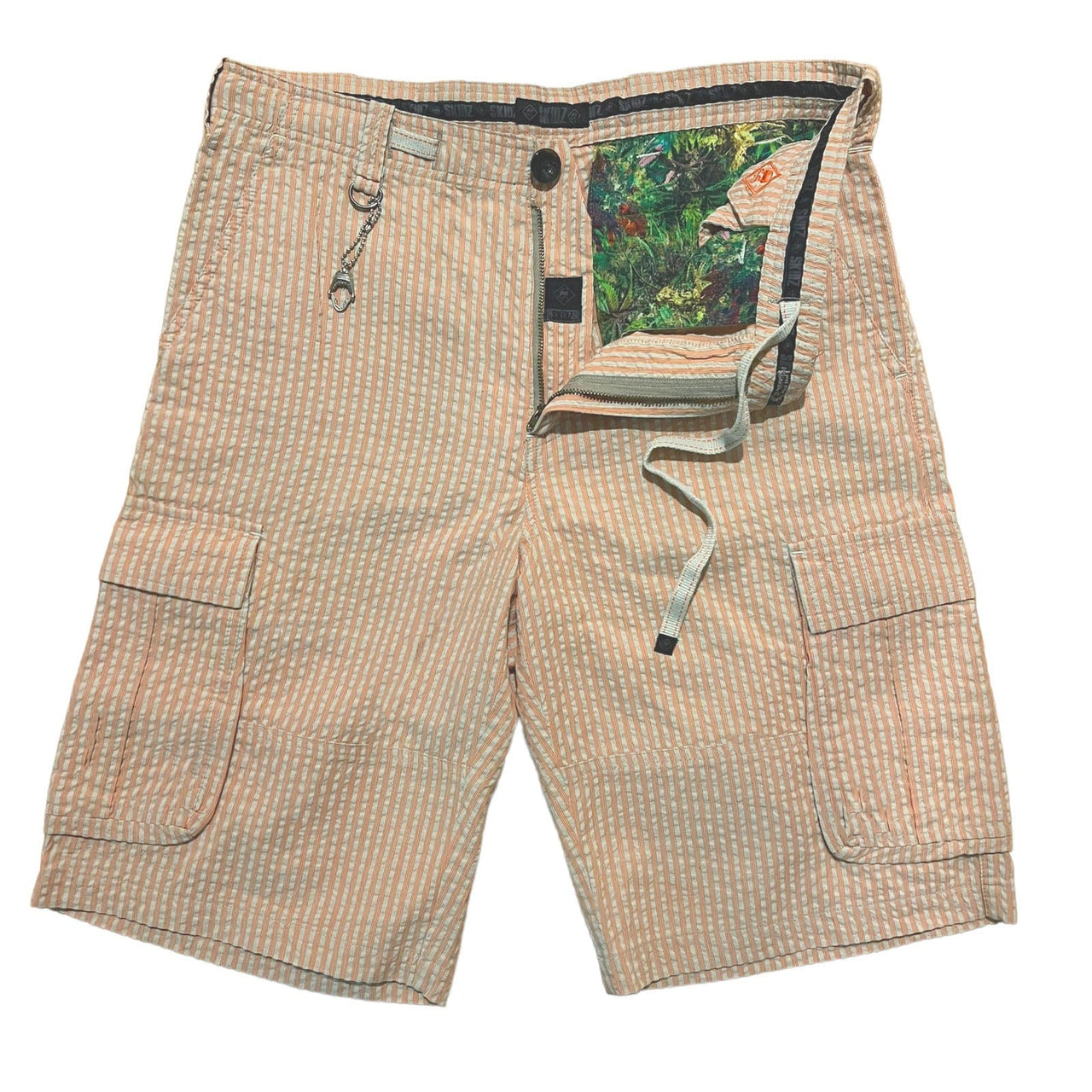 SKIDZ Shorts Seersucker Cargo Shorts - Orange Striped
