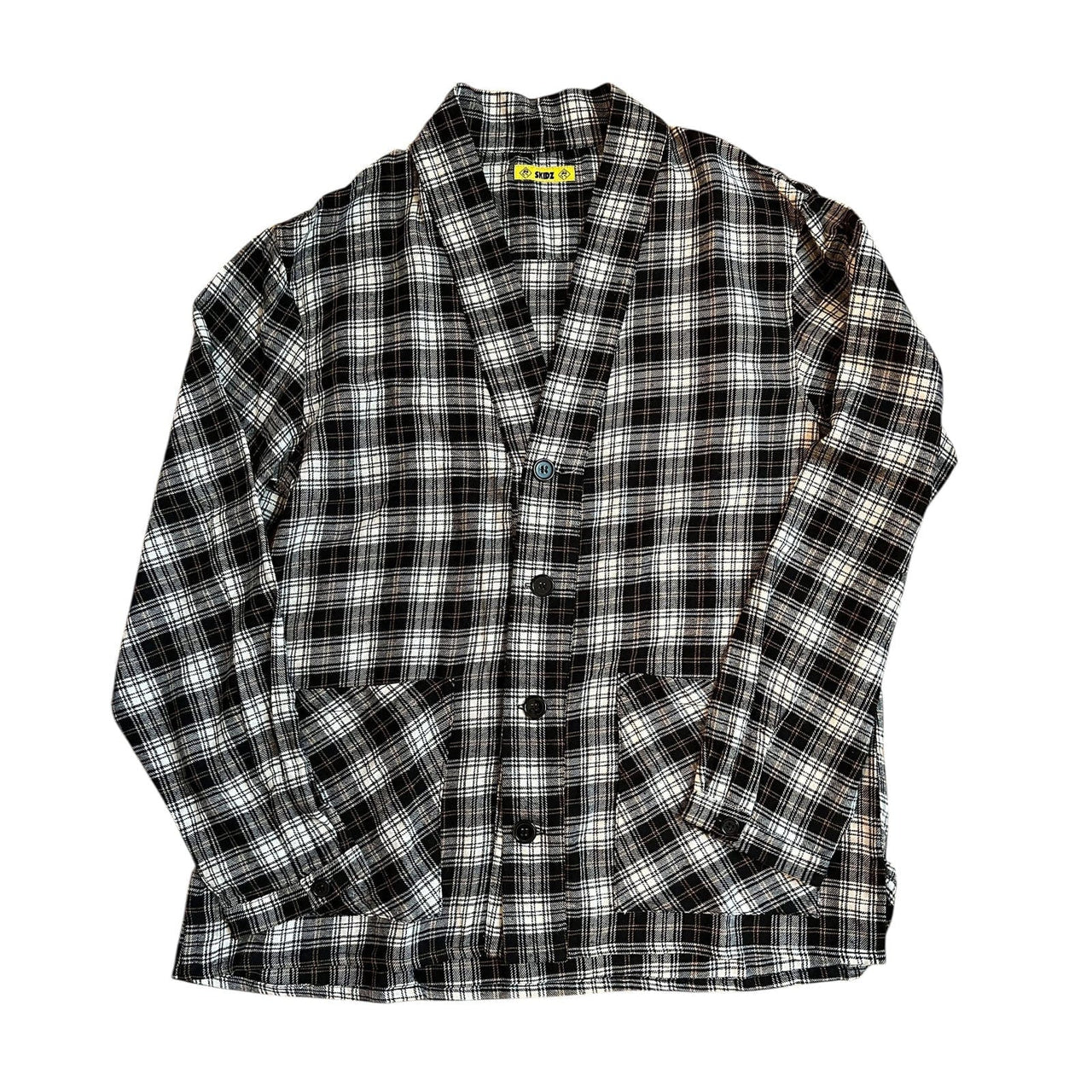 Skidz Tops VAULT: Smoking Jacket - Black & White Tartan