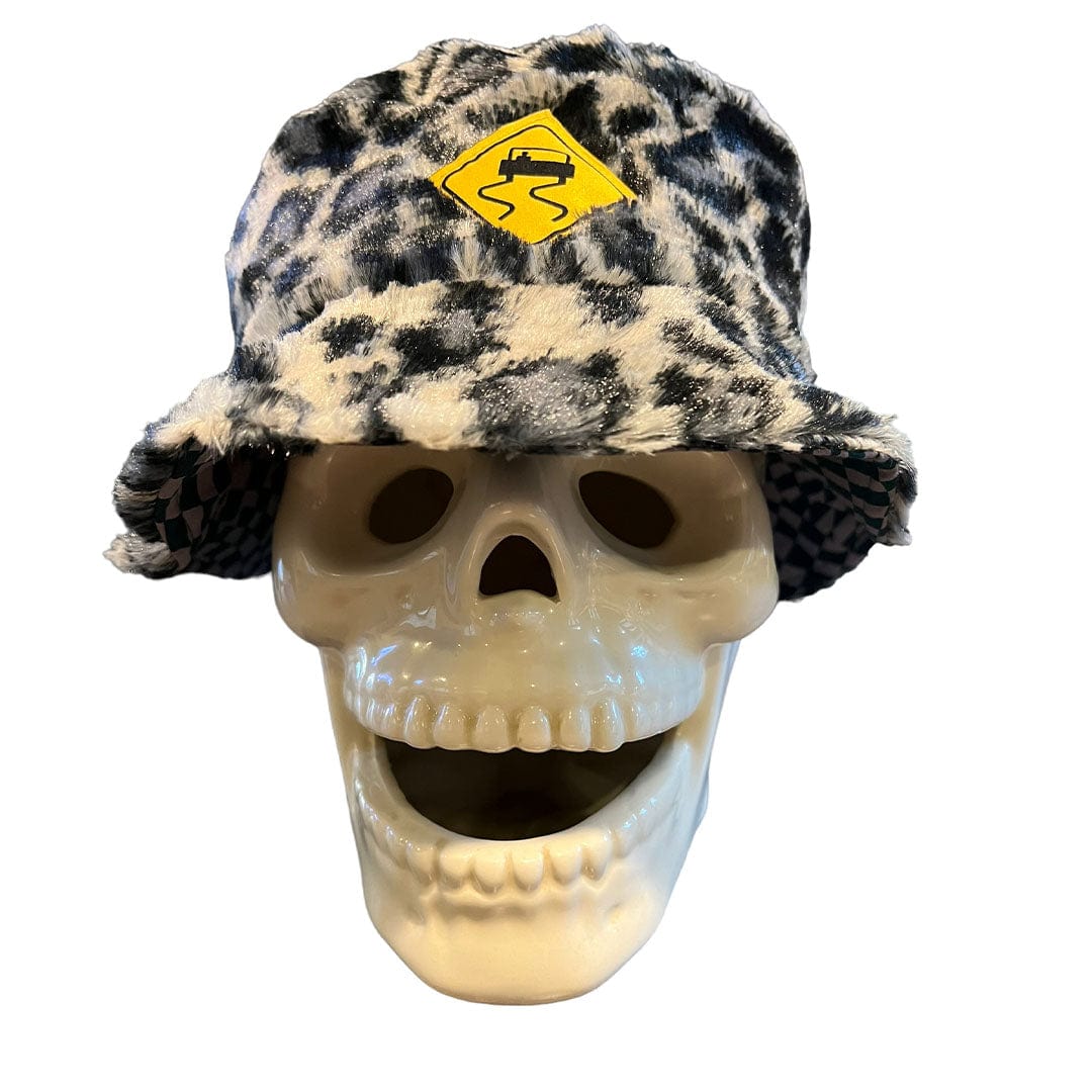 SKIDZ NYC Fun Stuff Trippy Check to Snow Leopard Fur Reversible Bucket Hat