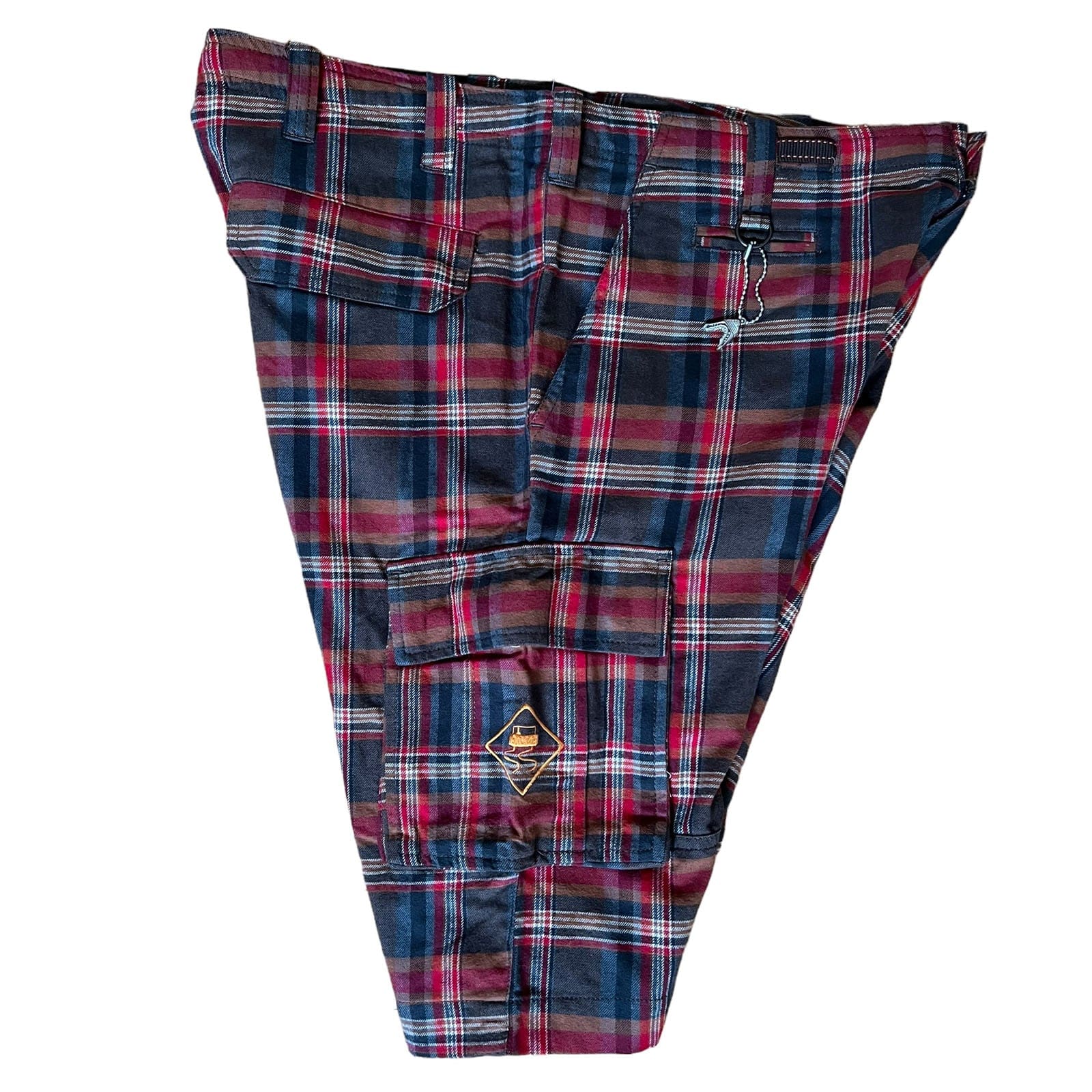 SKIDZ Shorts Super Stash Plaid Flannel Cargo Shorts - Red & Brown