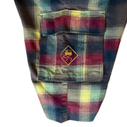 SKIDZ Shorts Super Stash Plaid Flannel Cargo Shorts - Red & Yellow & Brown