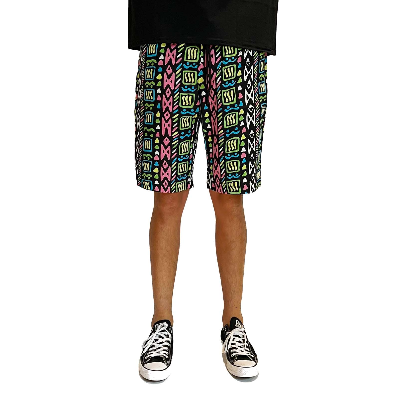 パンツ SZ Blockprints Checked Drawing Shorts FreshPrintsBlackShorts_B_F1.