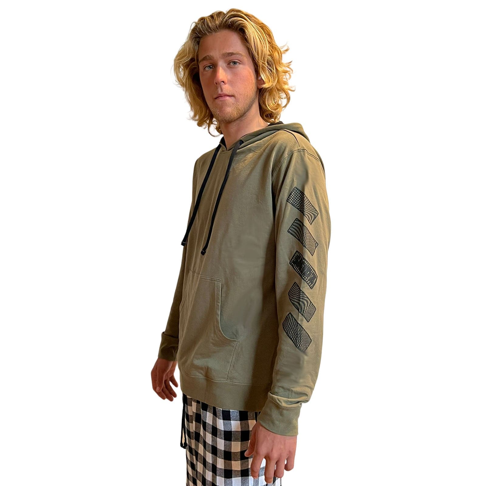 MilitaryGrnTrippyCheckPullover