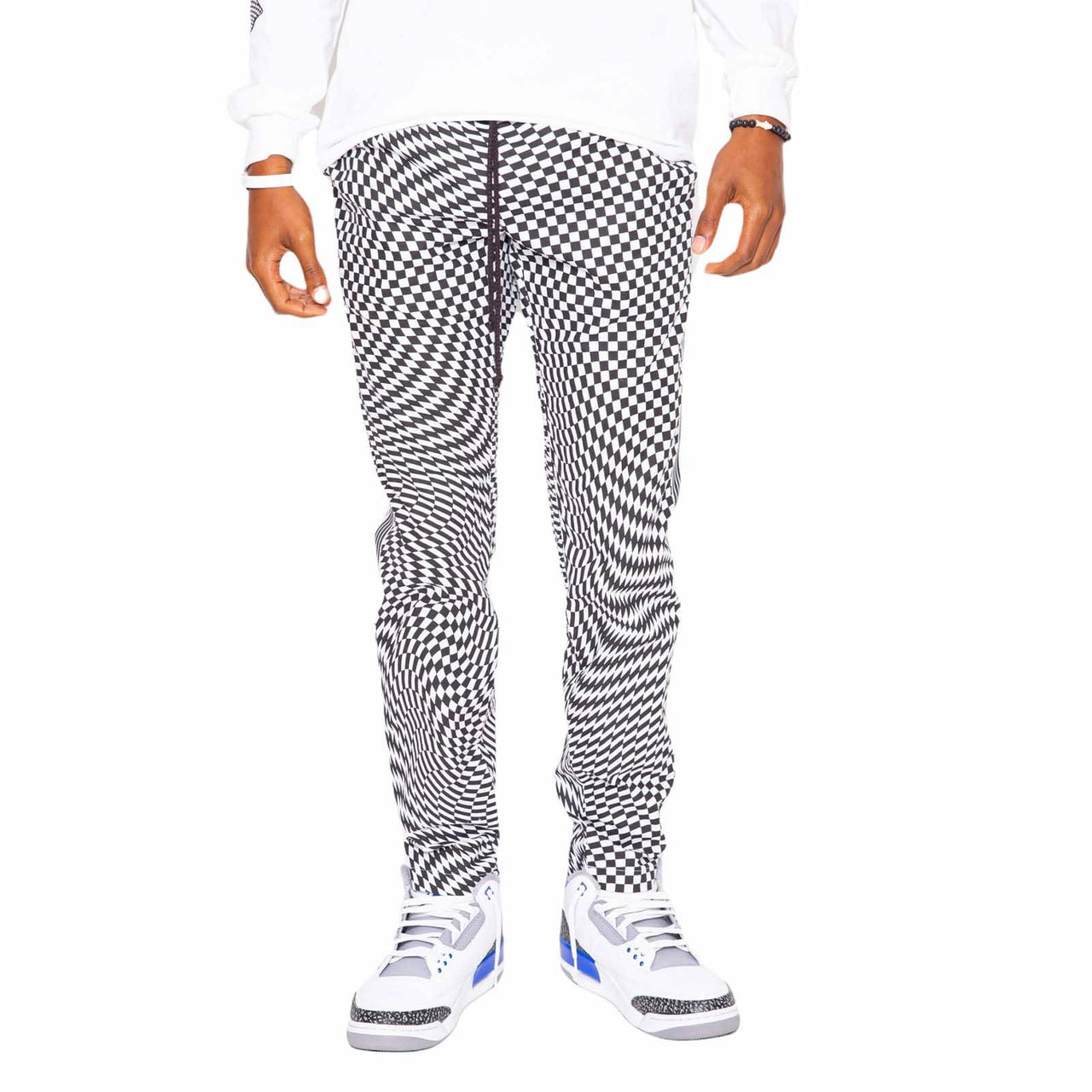 SKIDZ NYC Pants Track Pant - Trippy Check Black & White