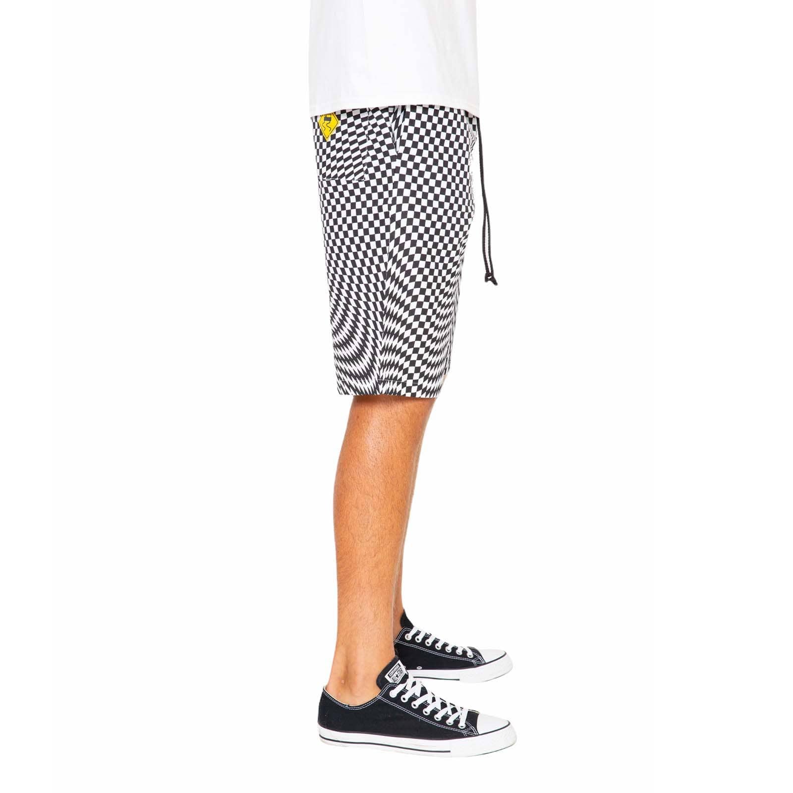 Trippy Check Shorts - Black & White