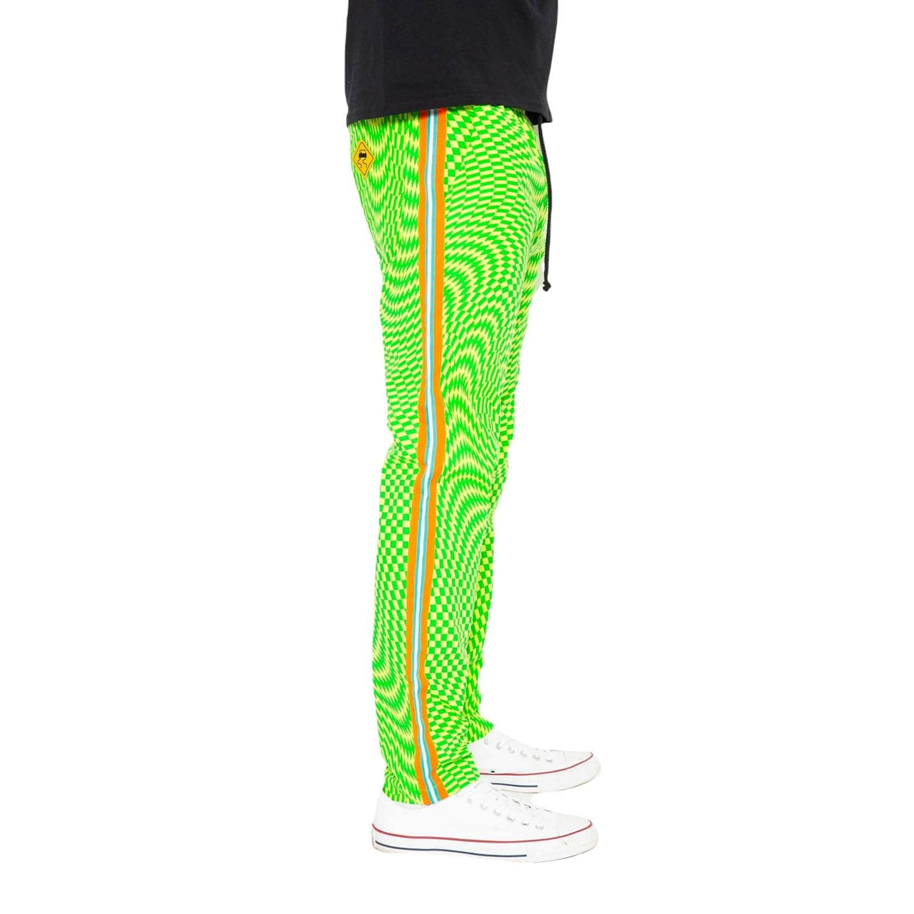 Skidz Pants Track Pant - Trippy Check Lime & Green with Orange