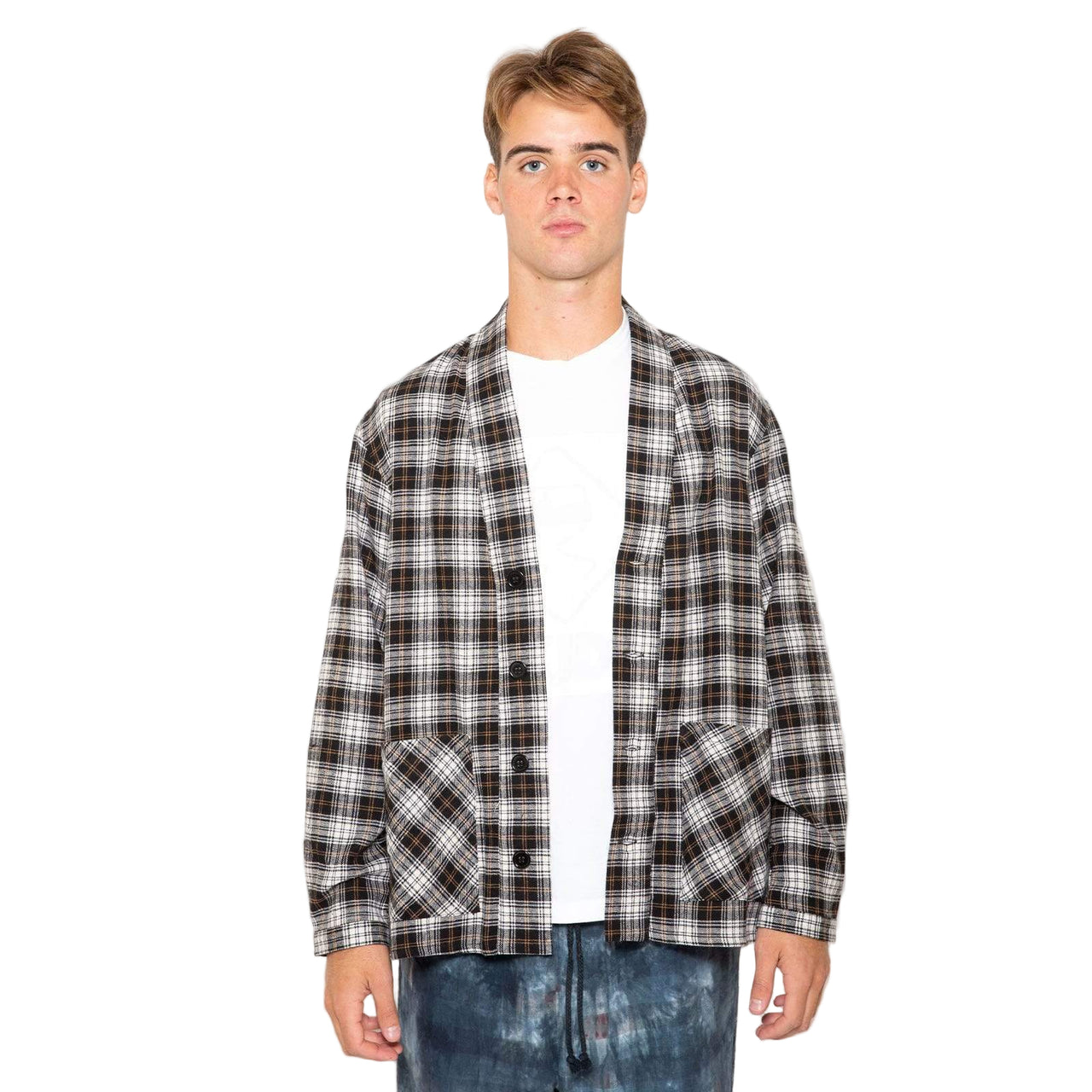 Smoking Jacket - Black & White Tartan - SKIDZ NYC